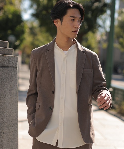 UNION STATION（ユニオンステーション）の「【セットアップ対応】エアリーフラノジャケット（テーラードジャケット・メンズ・ブラック/グレイッシュベージュ/チャコール・LL/S/M/L）」の15枚目の写真