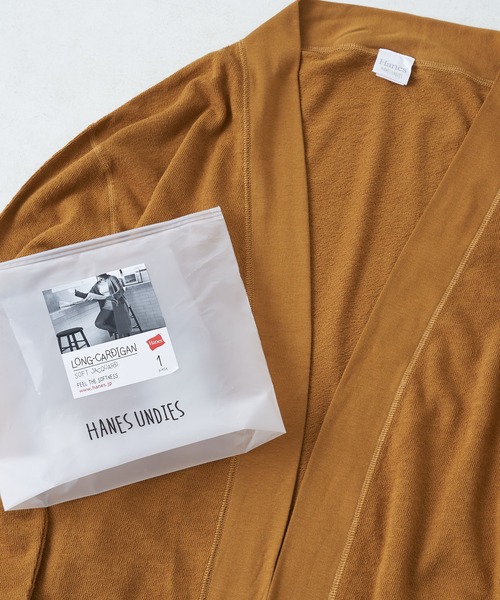 HANES(ヘインズ)の「【Hanes/ヘインズ】ソフトジャカードボタンレスカーディガン(カーディガン/ボレロ・レディース・オリーブ/ブラック/ブラウン・FREE)」の1枚目の写真