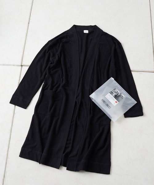HANES(ヘインズ)の「【Hanes/ヘインズ】ソフトジャカードボタンレスカーディガン(カーディガン/ボレロ・レディース・オリーブ/ブラック/ブラウン・FREE)」の6枚目の写真