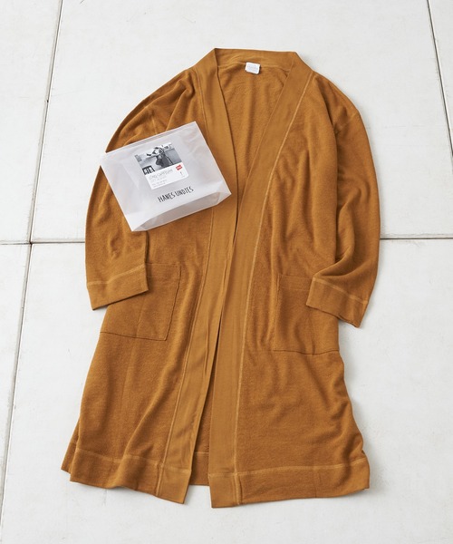 HANES(ヘインズ)の「【Hanes/ヘインズ】ソフトジャカードボタンレスカーディガン(カーディガン/ボレロ・レディース・オリーブ/ブラック/ブラウン・FREE)」の8枚目の写真