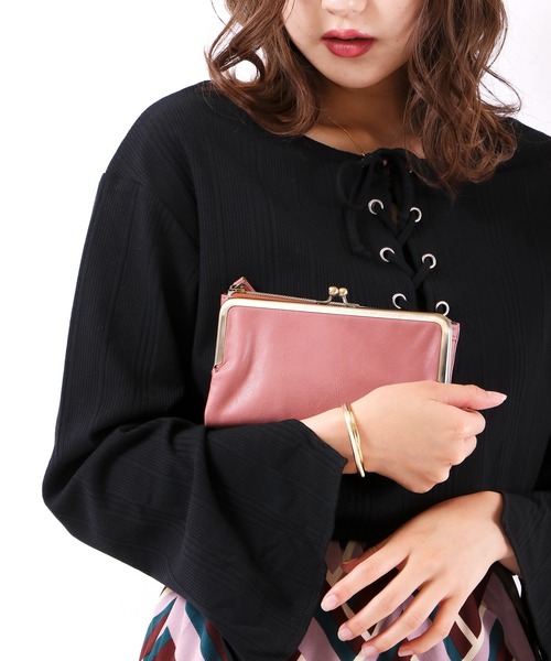 FUNALIVE（ファンアライブ）の「propellerheads 合皮がま口2つ折ロングウォレット（財布・レディース・ブラック/カーキ/ピンク/オレンジ/ブルー/マスタード/キャメル・FREE）」の21枚目の写真