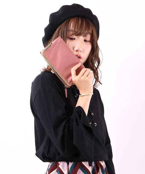 FUNALIVE（ファンアライブ）の「propellerheads 合皮がま口2つ折ロングウォレット（財布・レディース・ブラック/カーキ/ピンク/オレンジ/ブルー/マスタード/キャメル・FREE）」の19枚目の写真