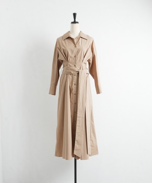 &. NOSTALGIA（アンドドットノスタルジア）の「ウエストタックシャツワンピ（シャツワンピース・レディース・ブラック/ベージュ・FREE）」の17枚目の写真