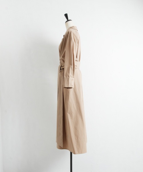 &. NOSTALGIA（アンドドットノスタルジア）の「ウエストタックシャツワンピ（シャツワンピース・レディース・ブラック/ベージュ・FREE）」の5枚目の写真