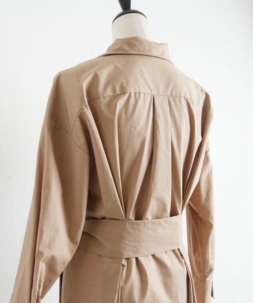 &. NOSTALGIA（アンドドットノスタルジア）の「ウエストタックシャツワンピ（シャツワンピース・レディース・ブラック/ベージュ・FREE）」の8枚目の写真