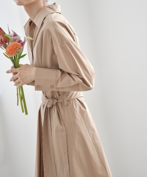 &. NOSTALGIA（アンドドットノスタルジア）の「ウエストタックシャツワンピ（シャツワンピース・レディース・ブラック/ベージュ・FREE）」の20枚目の写真