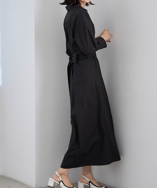 &. NOSTALGIA（アンドドットノスタルジア）の「ウエストタックシャツワンピ（シャツワンピース・レディース・ブラック/ベージュ・FREE）」の10枚目の写真