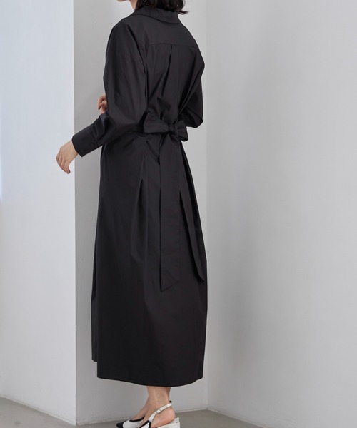 &. NOSTALGIA（アンドドットノスタルジア）の「ウエストタックシャツワンピ（シャツワンピース・レディース・ブラック/ベージュ・FREE）」の16枚目の写真