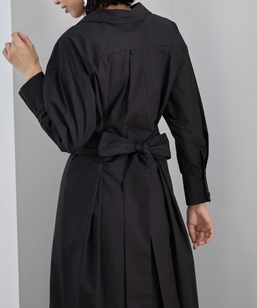 &. NOSTALGIA（アンドドットノスタルジア）の「ウエストタックシャツワンピ（シャツワンピース・レディース・ブラック/ベージュ・FREE）」の13枚目の写真