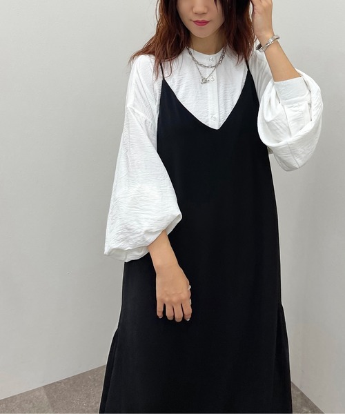 apres jour mignon(アプレジュールミニョン)の「サイドギャザーキャミワンピース【ZOZOTOWN限定アイテム】(ワンピース・レディース・グリーン/ブラック/その他・フリー/X-LARGE)」の5枚目の写真