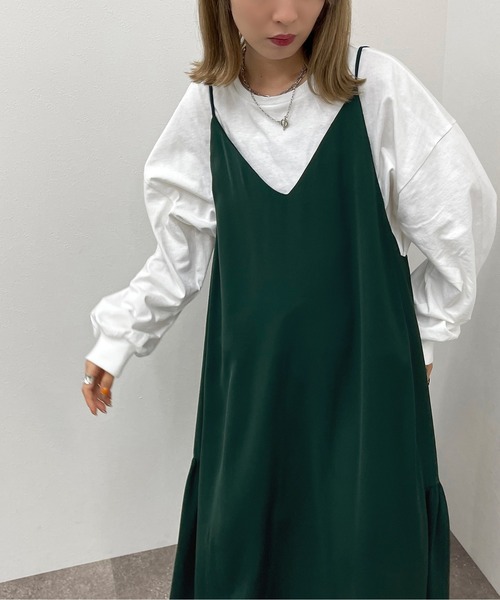apres jour mignon(アプレジュールミニョン)の「サイドギャザーキャミワンピース【ZOZOTOWN限定アイテム】(ワンピース・レディース・グリーン/ブラック/その他・フリー/X-LARGE)」の11枚目の写真