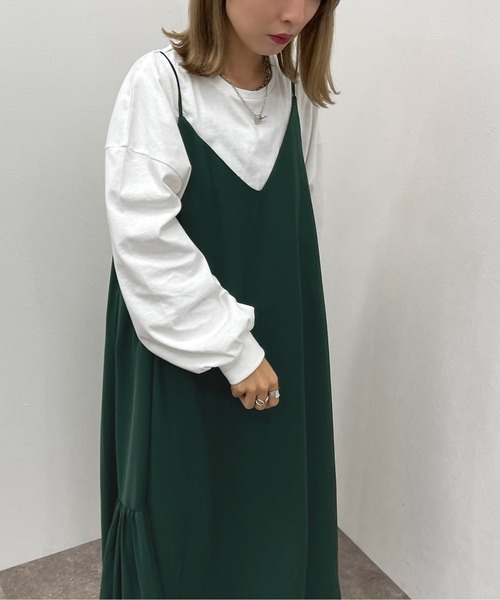 apres jour mignon(アプレジュールミニョン)の「サイドギャザーキャミワンピース【ZOZOTOWN限定アイテム】(ワンピース・レディース・グリーン/ブラック/その他・フリー/X-LARGE)」の12枚目の写真