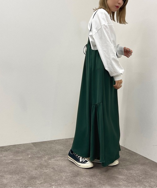 apres jour mignon(アプレジュールミニョン)の「サイドギャザーキャミワンピース【ZOZOTOWN限定アイテム】(ワンピース・レディース・グリーン/ブラック/その他・フリー/X-LARGE)」の16枚目の写真