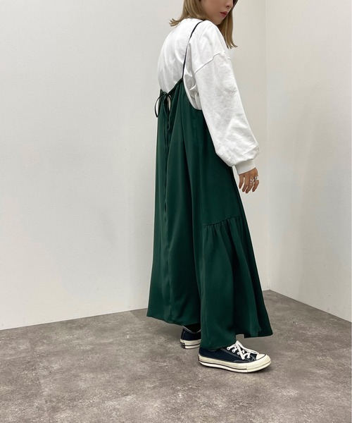 apres jour mignon(アプレジュールミニョン)の「サイドギャザーキャミワンピース【ZOZOTOWN限定アイテム】(ワンピース・レディース・グリーン/ブラック/その他・フリー/X-LARGE)」の17枚目の写真