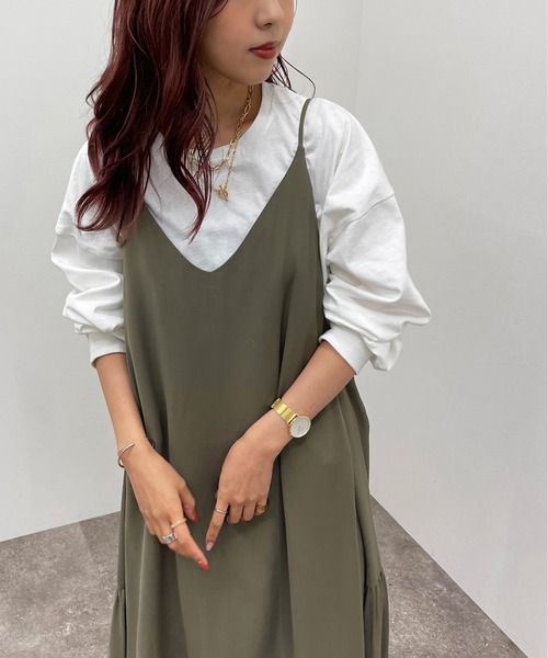 apres jour mignon(アプレジュールミニョン)の「サイドギャザーキャミワンピース【ZOZOTOWN限定アイテム】(ワンピース・レディース・グリーン/ブラック/その他・フリー/X-LARGE)」の18枚目の写真