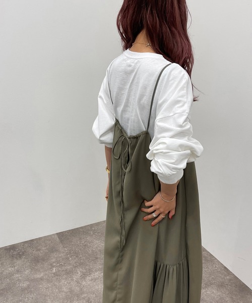 apres jour mignon(アプレジュールミニョン)の「サイドギャザーキャミワンピース【ZOZOTOWN限定アイテム】(ワンピース・レディース・グリーン/ブラック/その他・フリー/X-LARGE)」の21枚目の写真