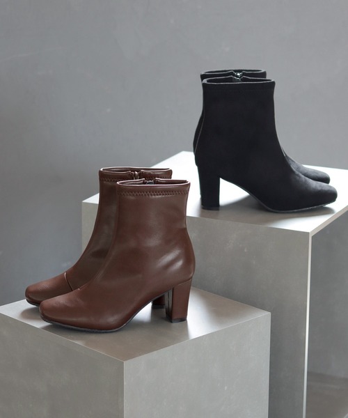 SESTO（セスト）の「スクエアトゥストレッチショートブーツ（ブーツ・レディース・ブラック/グレー/ブラウン/ブラック系その他/アイボリー・LL/M/L/3L/S）」の5枚目の写真