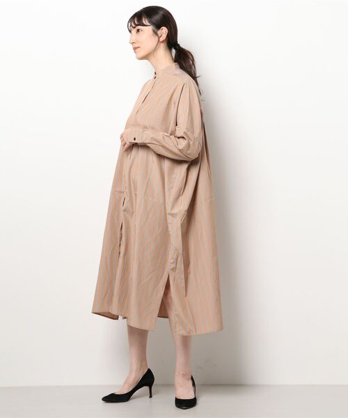 Lugnoncure（ルノンキュール）の「TCブロードシャツワンピース（シャツワンピース・レディース・ネイビー/オフホワイト/キャメル・ﾌﾘ-）」の3枚目の写真