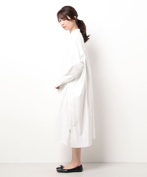 Lugnoncure（ルノンキュール）の「TCブロードシャツワンピース（シャツワンピース・レディース・ネイビー/オフホワイト/キャメル・ﾌﾘ-）」の4枚目の写真