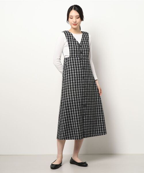 PICCIN(ピッチン)の「前後2WAYチェックジャンパースカート(ジャンパースカート・レディース・ブラック/ブラウン・M/L)」の6枚目の写真