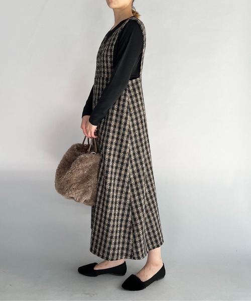PICCIN(ピッチン)の「前後2WAYチェックジャンパースカート(ジャンパースカート・レディース・ブラック/ブラウン・M/L)」の21枚目の写真