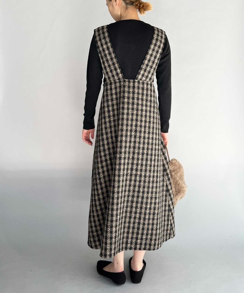 PICCIN(ピッチン)の「前後2WAYチェックジャンパースカート(ジャンパースカート・レディース・ブラック/ブラウン・M/L)」の7枚目の写真