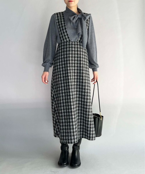 PICCIN(ピッチン)の「前後2WAYチェックジャンパースカート(ジャンパースカート・レディース・ブラック/ブラウン・M/L)」の8枚目の写真