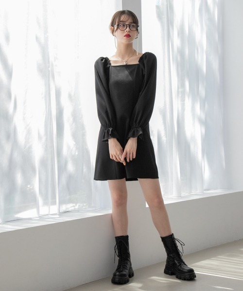 Me%（ミィパーセント）の「スクエアネックミニワンピース（ワンピース・レディース・ベージュ/ブラック・FREE）」の14枚目の写真