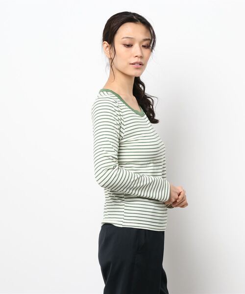 archives（アルシーヴ）の「リブボーダーリンガー長袖ＴＥＥ（Tシャツ/カットソー・レディース・ブラウン/グリーン/ブラック/イエロー・MEDIUM）」の6枚目の写真