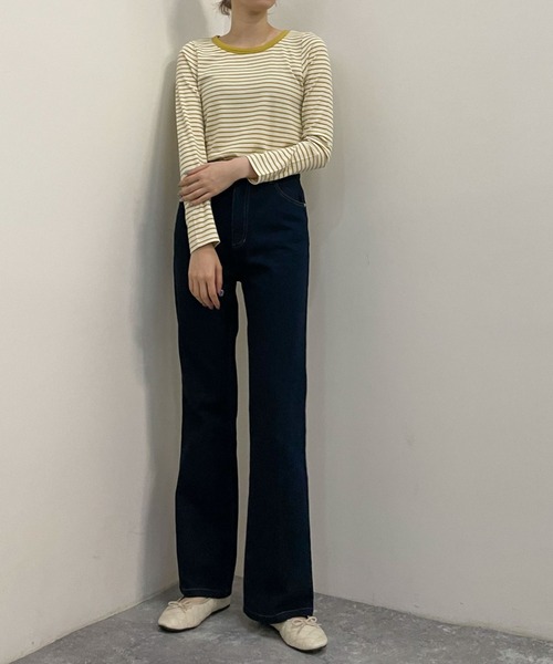 archives（アルシーヴ）の「リブボーダーリンガー長袖ＴＥＥ（Tシャツ/カットソー・レディース・ブラウン/グリーン/ブラック/イエロー・MEDIUM）」の9枚目の写真