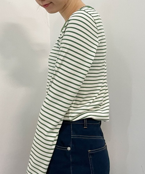 archives（アルシーヴ）の「リブボーダーリンガー長袖ＴＥＥ（Tシャツ/カットソー・レディース・ブラウン/グリーン/ブラック/イエロー・MEDIUM）」の11枚目の写真