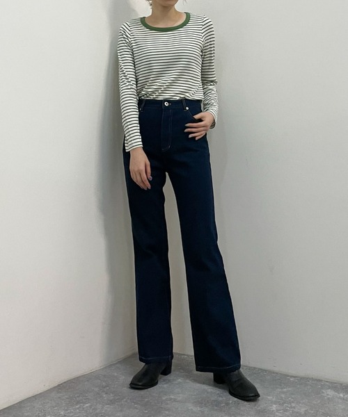 archives（アルシーヴ）の「リブボーダーリンガー長袖ＴＥＥ（Tシャツ/カットソー・レディース・ブラウン/グリーン/ブラック/イエロー・MEDIUM）」の12枚目の写真