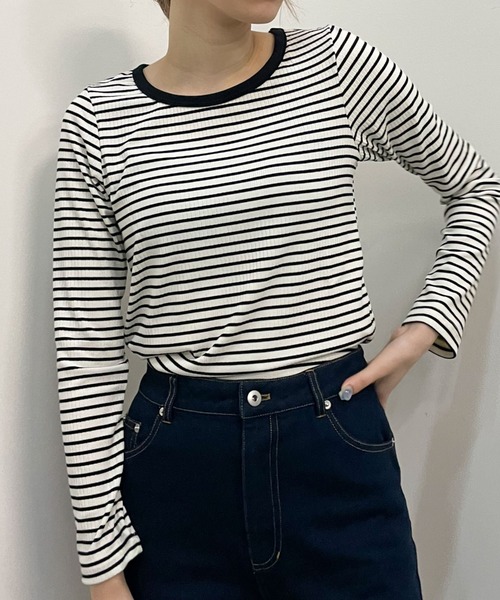 archives（アルシーヴ）の「リブボーダーリンガー長袖ＴＥＥ（Tシャツ/カットソー・レディース・ブラウン/グリーン/ブラック/イエロー・MEDIUM）」の17枚目の写真