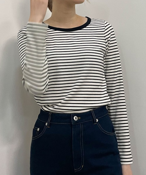 archives（アルシーヴ）の「リブボーダーリンガー長袖ＴＥＥ（Tシャツ/カットソー・レディース・ブラウン/グリーン/ブラック/イエロー・MEDIUM）」の16枚目の写真