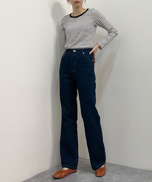 archives（アルシーヴ）の「リブボーダーリンガー長袖ＴＥＥ（Tシャツ/カットソー・レディース・ブラウン/グリーン/ブラック/イエロー・MEDIUM）」の18枚目の写真