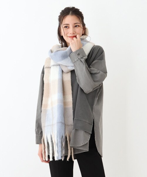 DRESKIP（ドレスキップ）の「◆ボリュームチェックストール（ストール/ショール・レディース・ベージュ系その他2/ブラック系1/イエロー系9・00）」の10枚目の写真