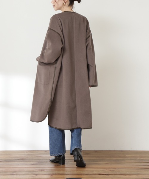 N.（N. Natural Beauty Basic）（エヌエヌナチュラルビューティーベーシック）の「◆へリンボンコート（ノーカラーコート・レディース・グレー/ダークブラウン・MEDIUM）」の10枚目の写真