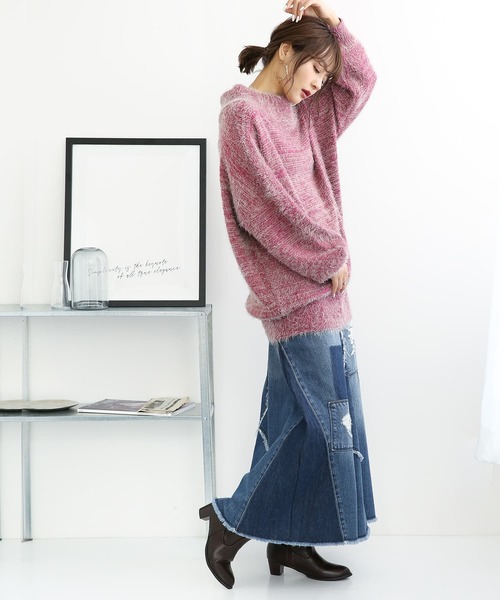 osharewalker（オシャレウォーカー）の「【廃盤】『ゆるふわMIX調ニット』（ニット/セーター・レディース・ベージュ/ミント/ピンク/ネイビー・FREE）」の6枚目の写真