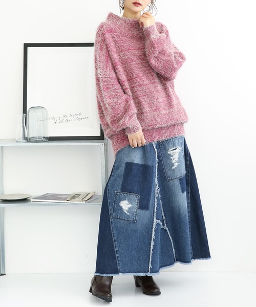 osharewalker（オシャレウォーカー）の「【廃盤】『ゆるふわMIX調ニット』（ニット/セーター・レディース・ベージュ/ミント/ピンク/ネイビー・FREE）」の7枚目の写真