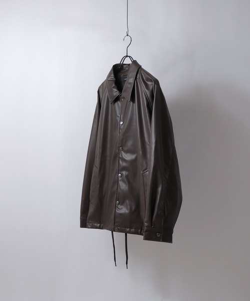 Confirm（コンファーム）の「【セットアップ対応】 ルーズシルエット シンセティックレザー コーチジャケット 【Confirm】（ブルゾン・メンズ・ブラウン/ブラック/ベージュ・M/L）」の8枚目の写真