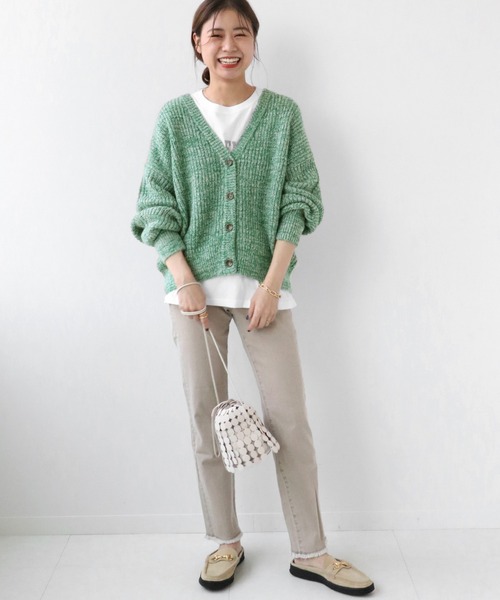 JOURNAL STANDARD relume（ジャーナルスタンダード　レリューム）の「シャギーミックスモヘアVネックカーディガン◆（カーディガン/ボレロ・レディース・グリーン/オレンジ・FREE）」の10枚目の写真