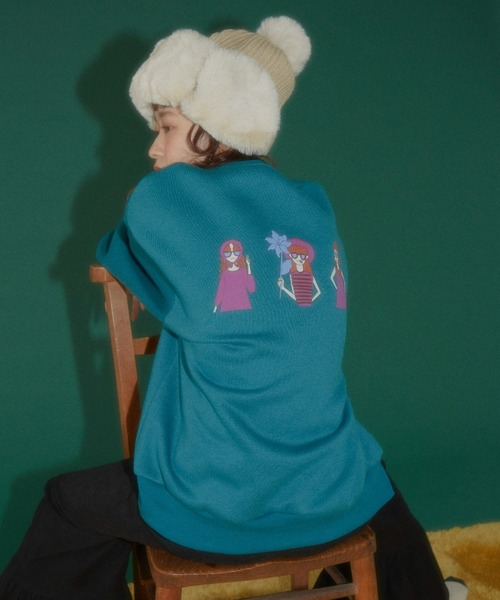 MERLOT（メルロー）の「GIRLSイラスト裏起毛スウェット（スウェット・レディース・ブラック/ターコイズブルー・FREE）」の19枚目の写真