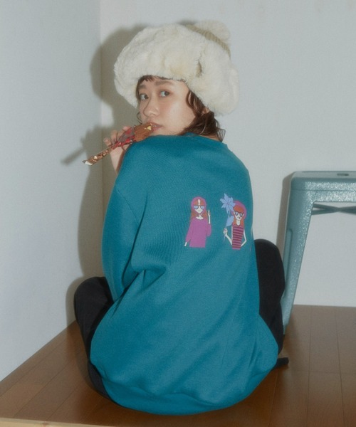 MERLOT（メルロー）の「GIRLSイラスト裏起毛スウェット（スウェット・レディース・ブラック/ターコイズブルー・FREE）」の22枚目の写真