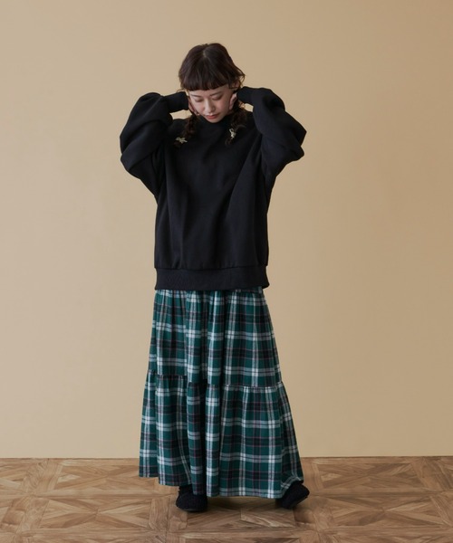 MERLOT（メルロー）の「GIRLSイラスト裏起毛スウェット（スウェット・レディース・ブラック/ターコイズブルー・FREE）」の13枚目の写真