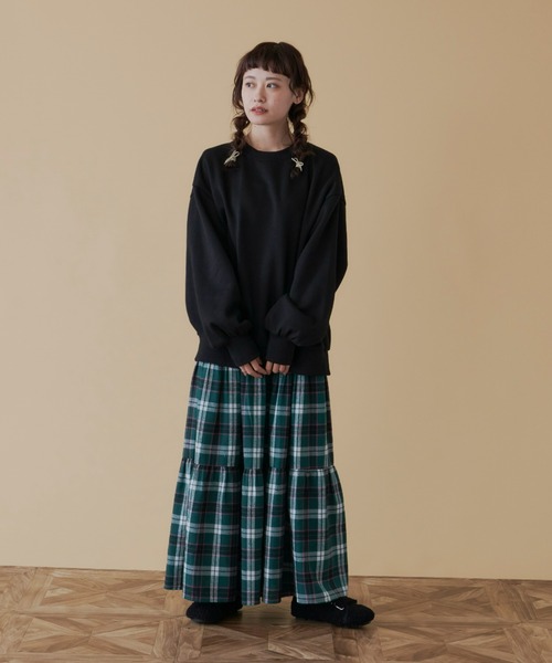 MERLOT（メルロー）の「GIRLSイラスト裏起毛スウェット（スウェット・レディース・ブラック/ターコイズブルー・FREE）」の12枚目の写真