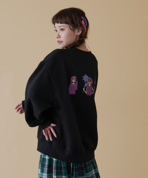 MERLOT（メルロー）の「GIRLSイラスト裏起毛スウェット（スウェット・レディース・ブラック/ターコイズブルー・FREE）」の16枚目の写真