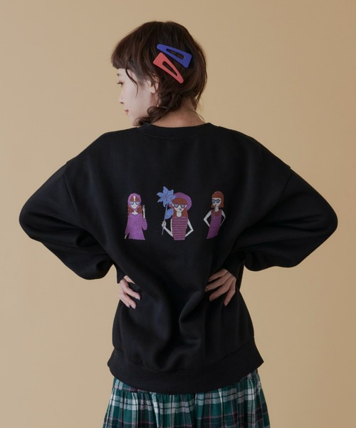 MERLOT（メルロー）の「GIRLSイラスト裏起毛スウェット（スウェット・レディース・ブラック/ターコイズブルー・FREE）」の10枚目の写真