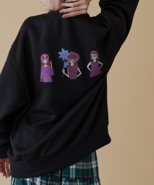 MERLOT（メルロー）の「GIRLSイラスト裏起毛スウェット（スウェット・レディース・ブラック/ターコイズブルー・FREE）」の17枚目の写真