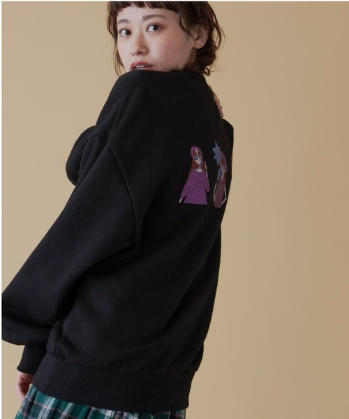 MERLOT（メルロー）の「GIRLSイラスト裏起毛スウェット（スウェット・レディース・ブラック/ターコイズブルー・FREE）」の9枚目の写真