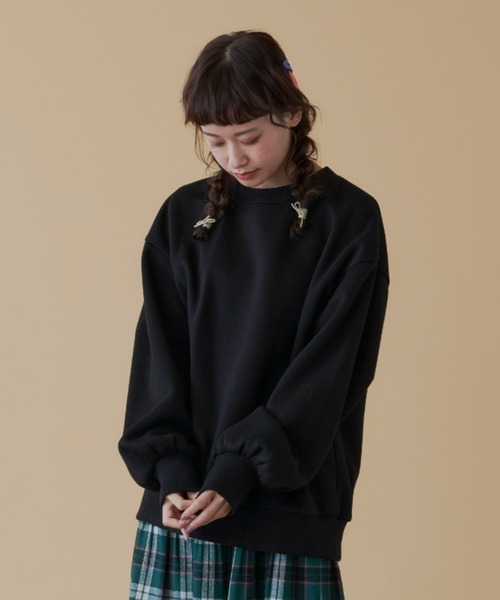 MERLOT（メルロー）の「GIRLSイラスト裏起毛スウェット（スウェット・レディース・ブラック/ターコイズブルー・FREE）」の11枚目の写真